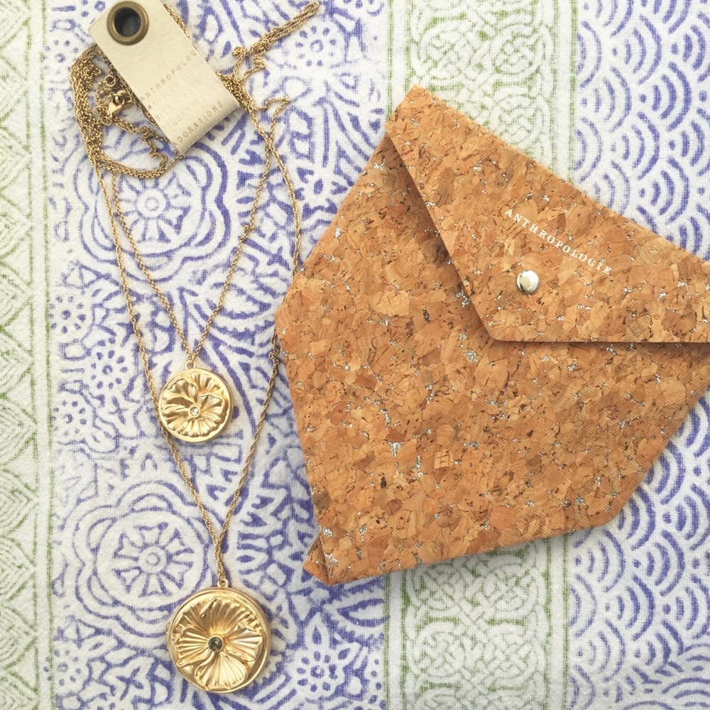 Anthropologie Gold Floral Layered Locket Necklace - Picture 3 of 8